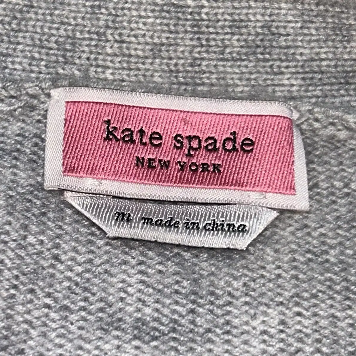 Kate Spade 케이트스페이드 그레이 하트 진주 회색 니트 울모가디건