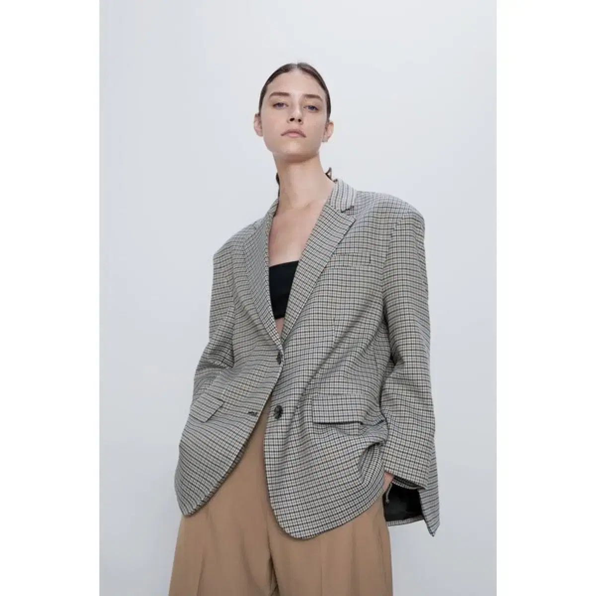 (M)Zara Women's Oversized Check Blazer Jacket