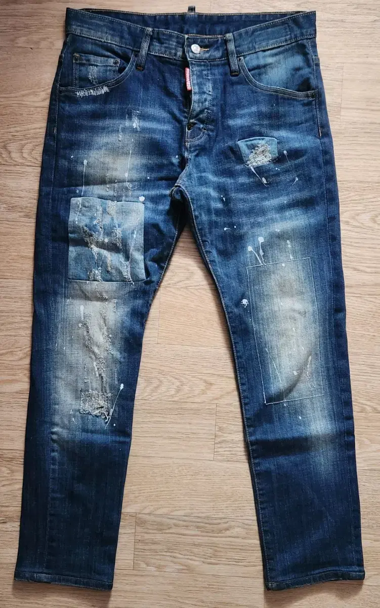 Distressed Biker Denim Jeans