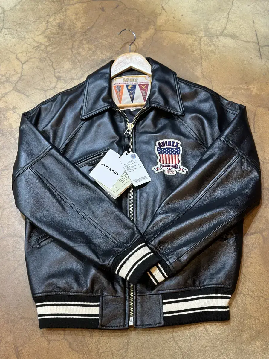 Avirex Lite cignature Varsity Leather Jacket