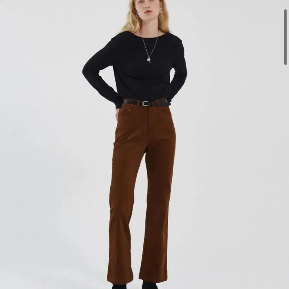 다이애그널 WESTERN CORDUROY BELT PANTS /brown