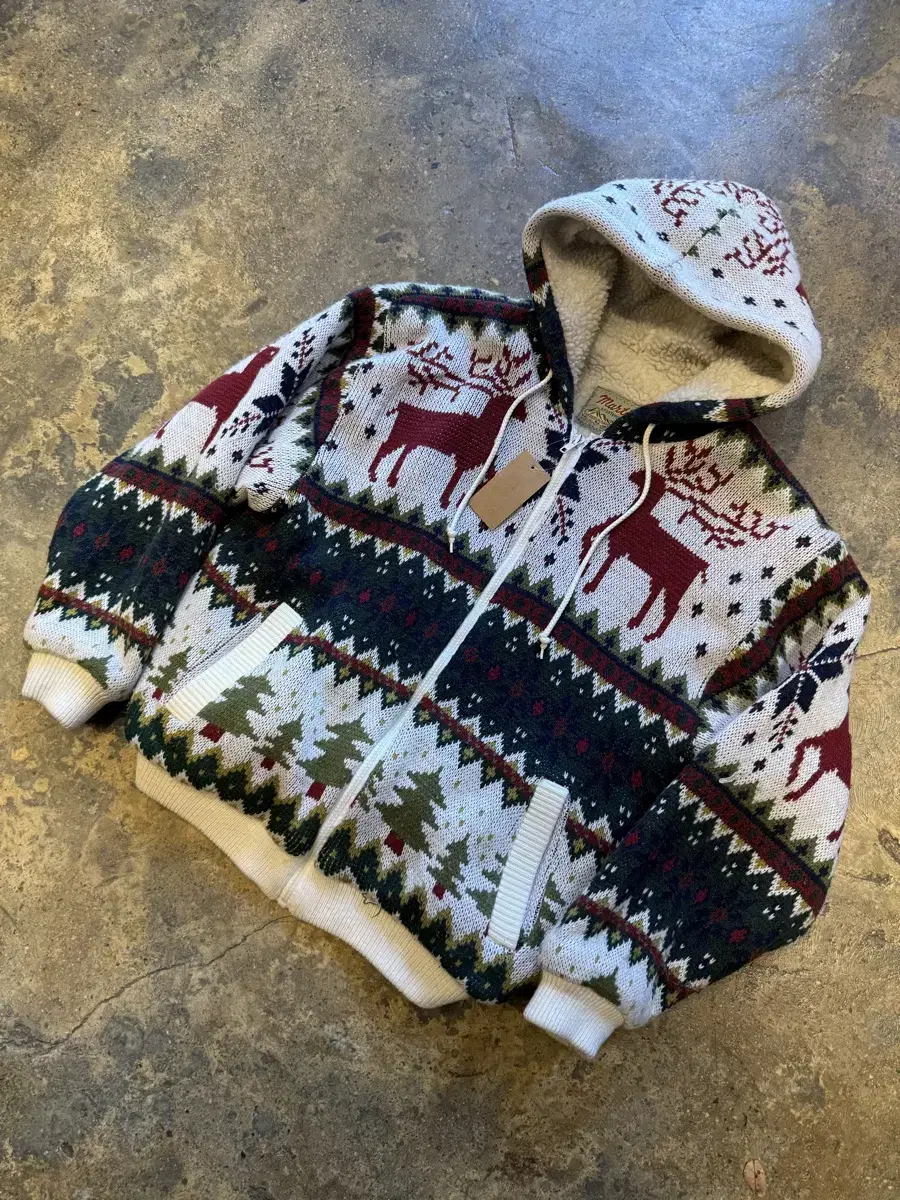 JPN Vintage Cowichan Knit Hooded Zip-Up (Large)