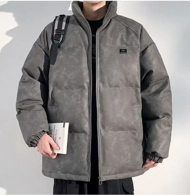 Arcteryx jin leather fur-filled thick cotton coat with fur trim