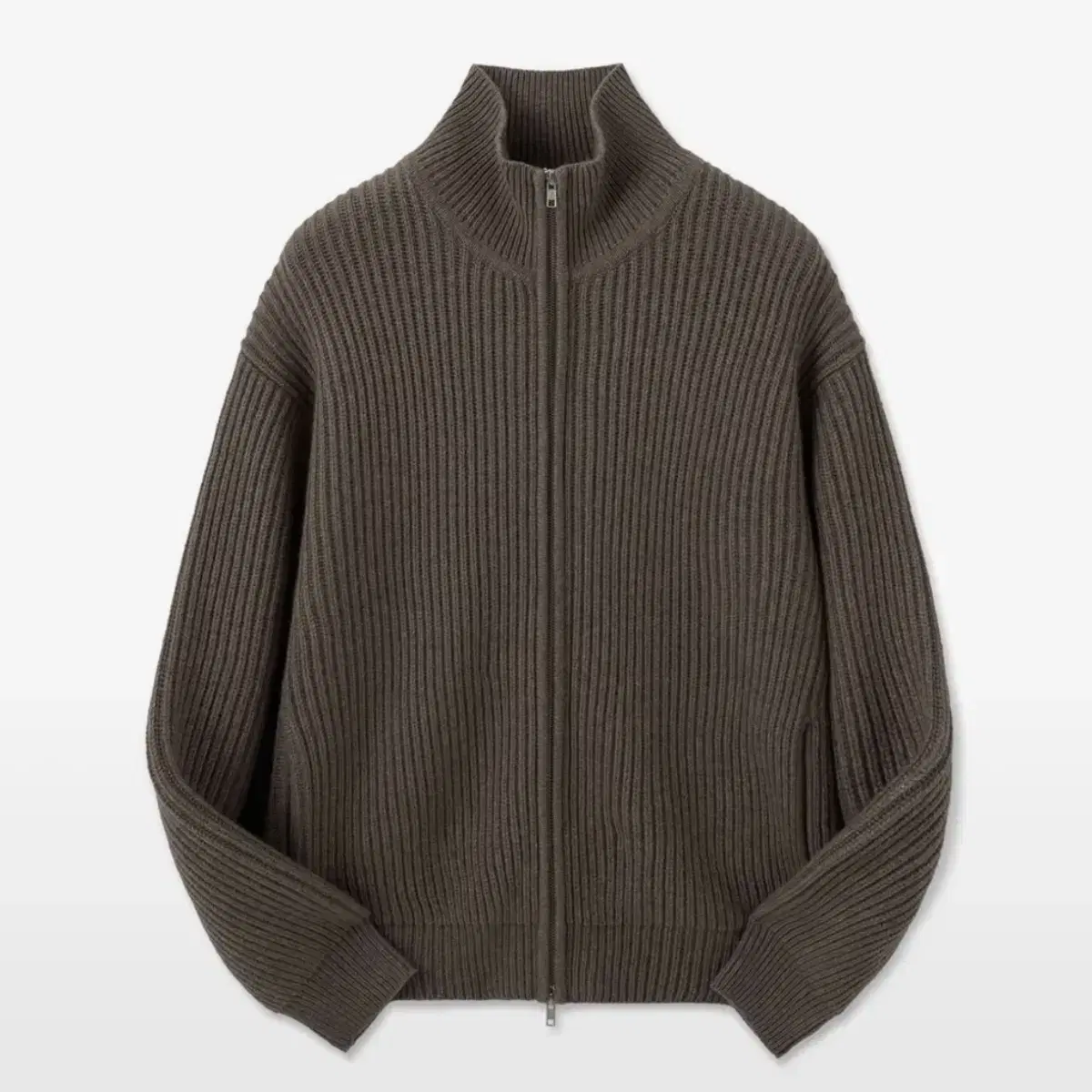 The Knit Company Bassolan Wool Knit Zip-up Brown