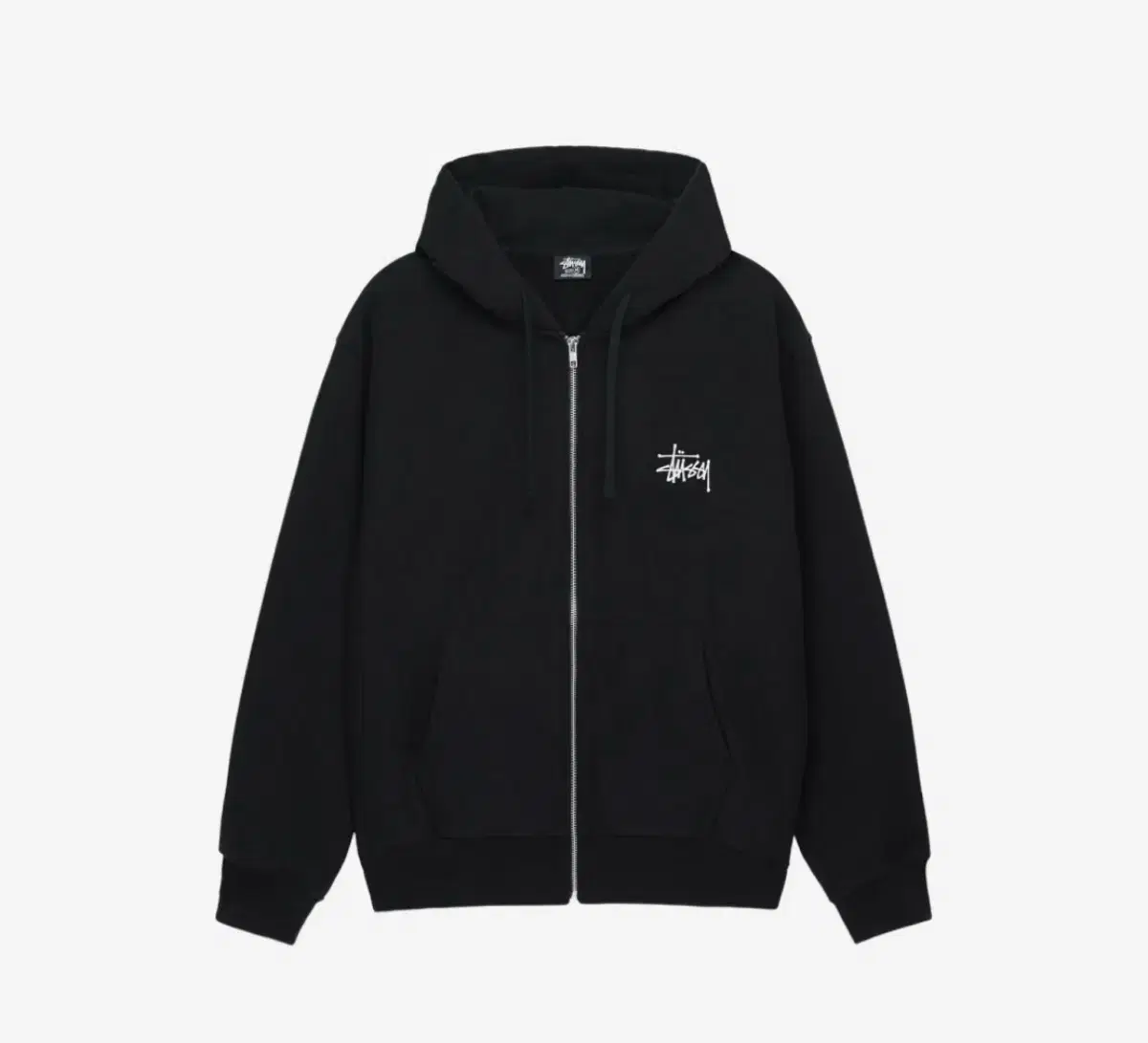 [L] Stussy Basic Hoodie Zip-Up Black