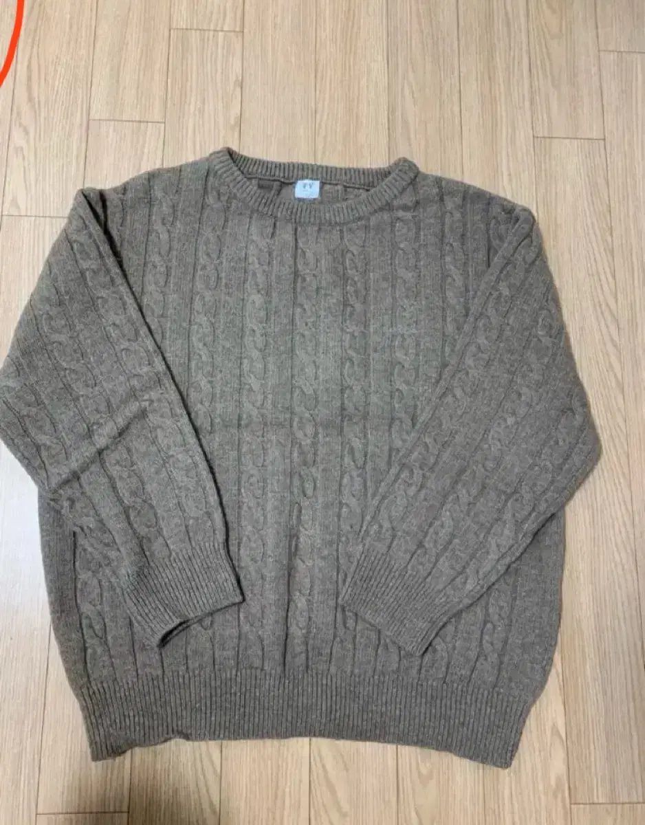 [M] Tommy Hilfiger Boatneck Wool Cable Knit Brown