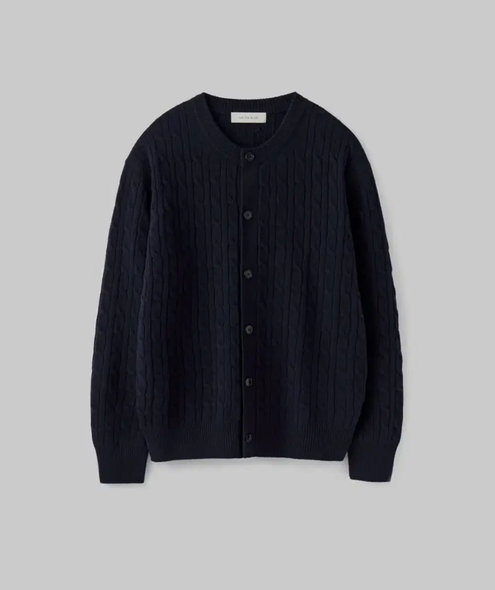 Union Blue CABLE WOOL CROP CARDIGAN [NAVY] L