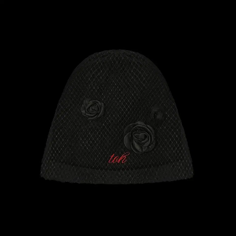 TOH Rose veil beanie(블랙), 로고패딩