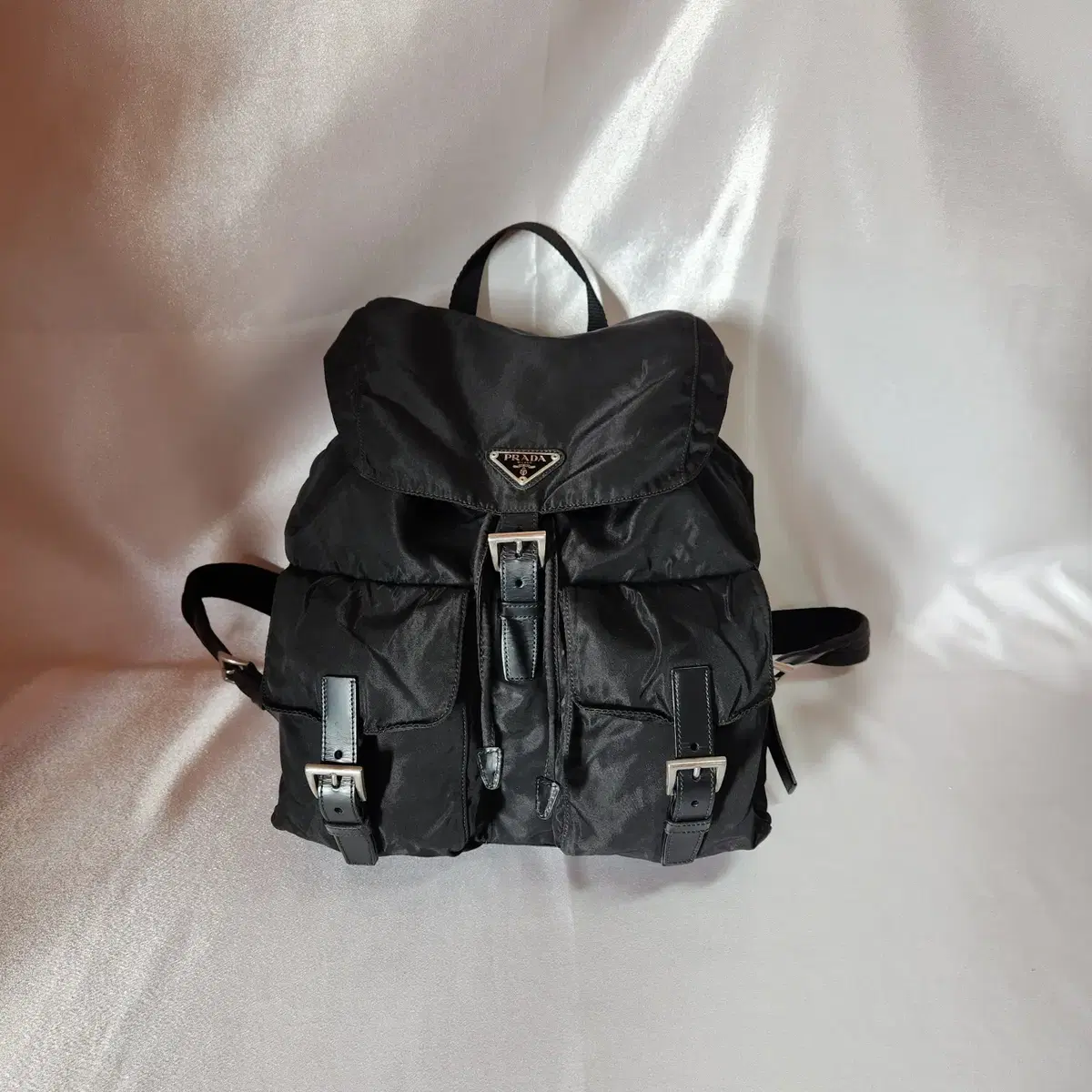 Small Prada Backpack Black Three-pocket Rina Nylon