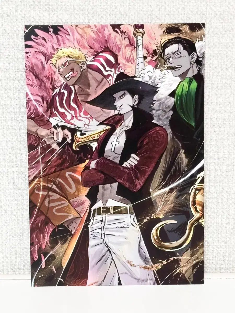 ONEPIECE Samurai Mihawk Doflamingo Crocodile postcard pbak