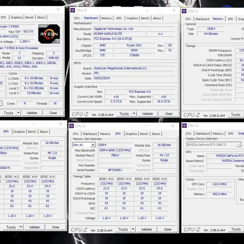 일괄-양면램 DDR4 16gb x 4개(총64gb)