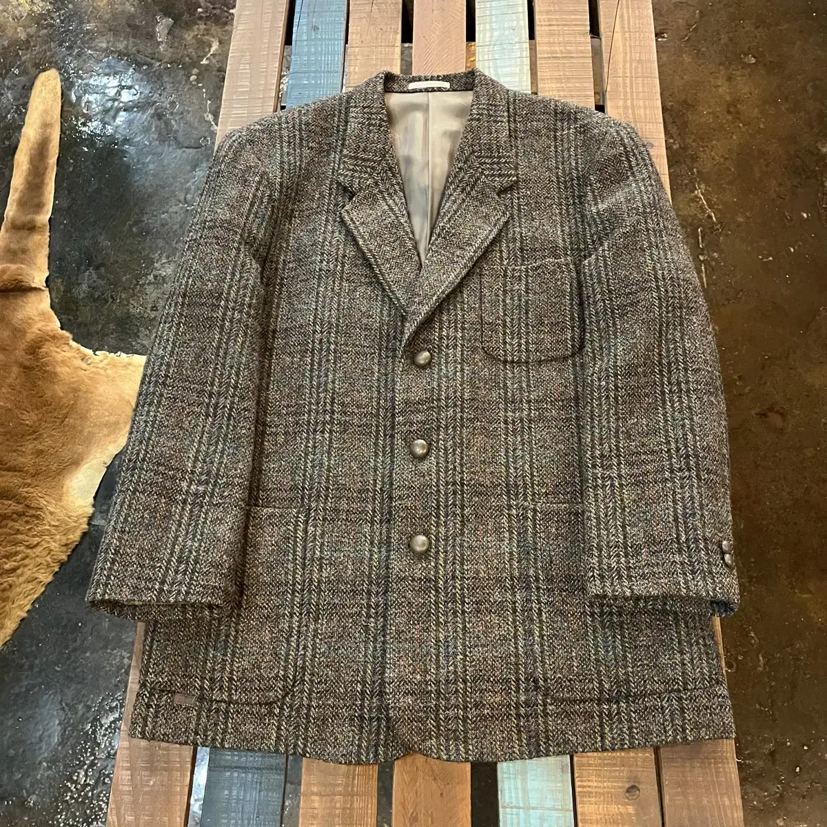 Papas Papas Harris Tweed Wool Jacket Japan Vintage