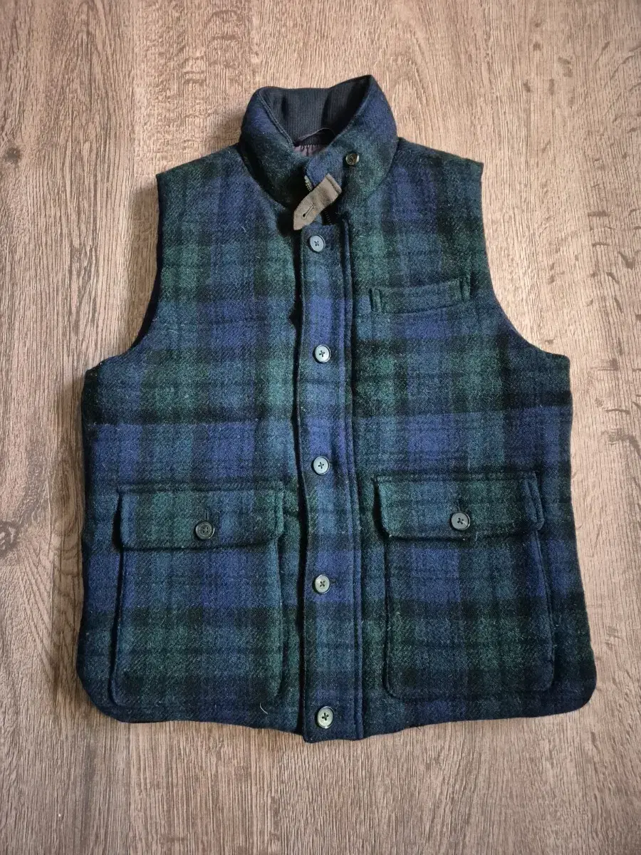 Harris tweed 해리스 트위드 블랙와치 울 패딩 베스트