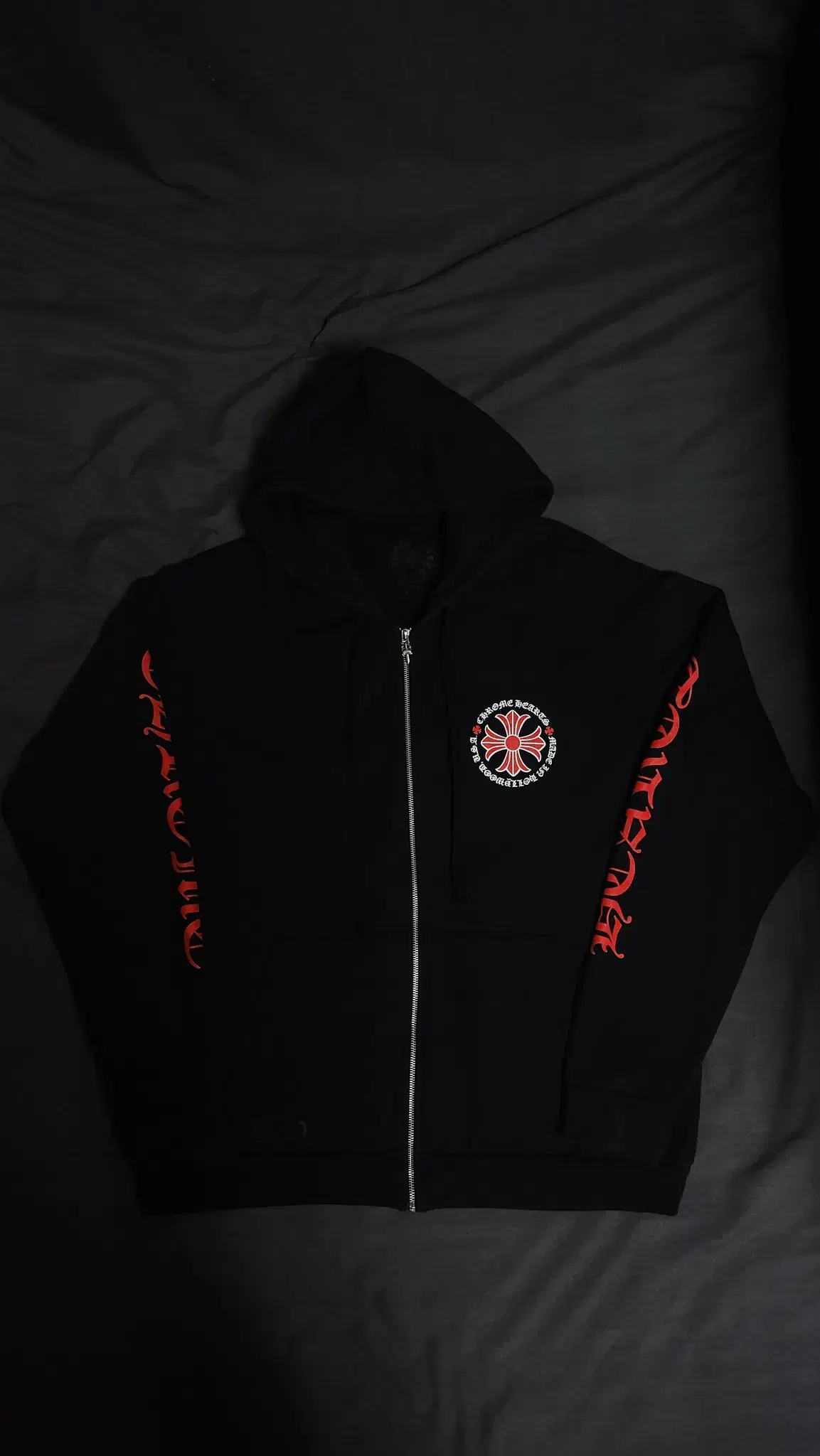 [XL] Chrome Hearts Hollywood Plus Cross Hoodie Zip-Up Black