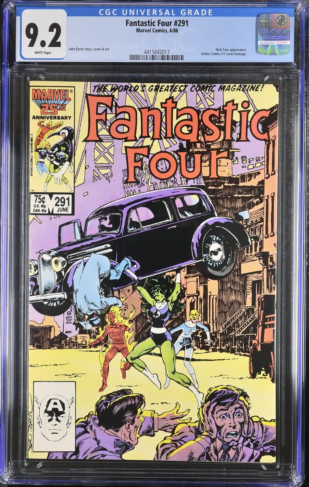 Fantastic Four #291 1986년 닉퓨리 출연 CGC 9.2