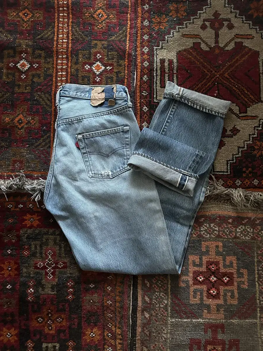 80s USA Vintage Levi's 66 Reviews Selvedge Denim Pants Electric Big E