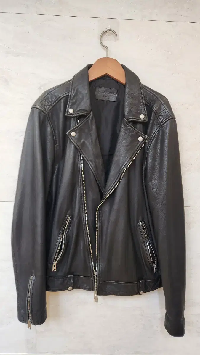 All Saints Men's Leather Jacket Leather Jacket L-XL