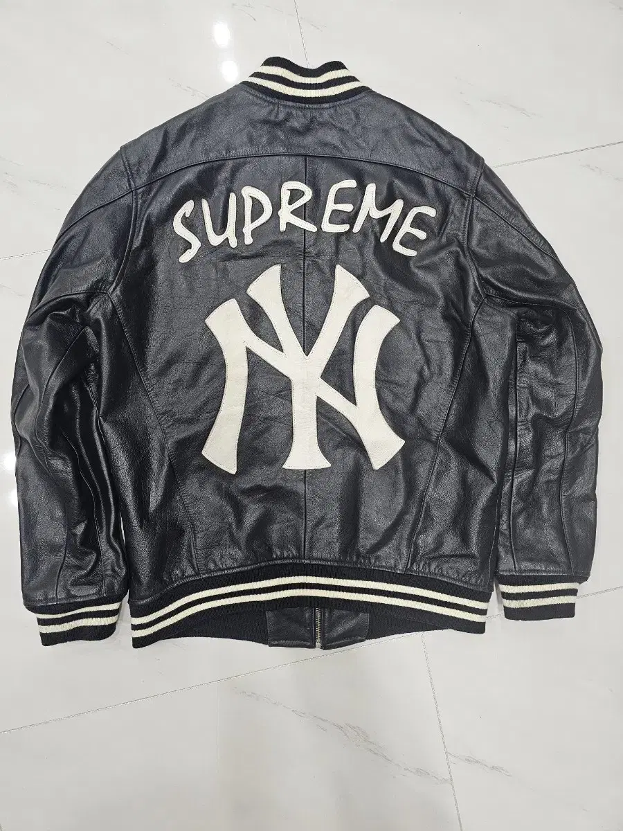 Supreme X NY X 47 Brand Real Leather Varsity Jacket (L)