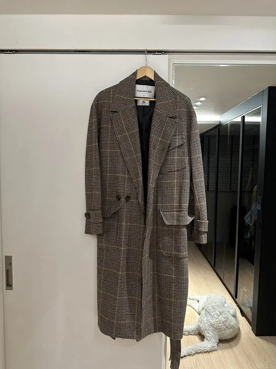 Anderson Belle Houndstooth Check Military Coat M