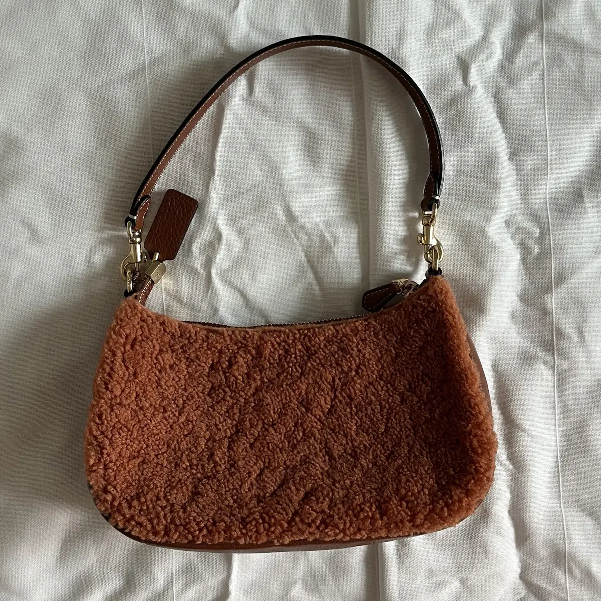 COACH shearling Teri Shoulder Bag