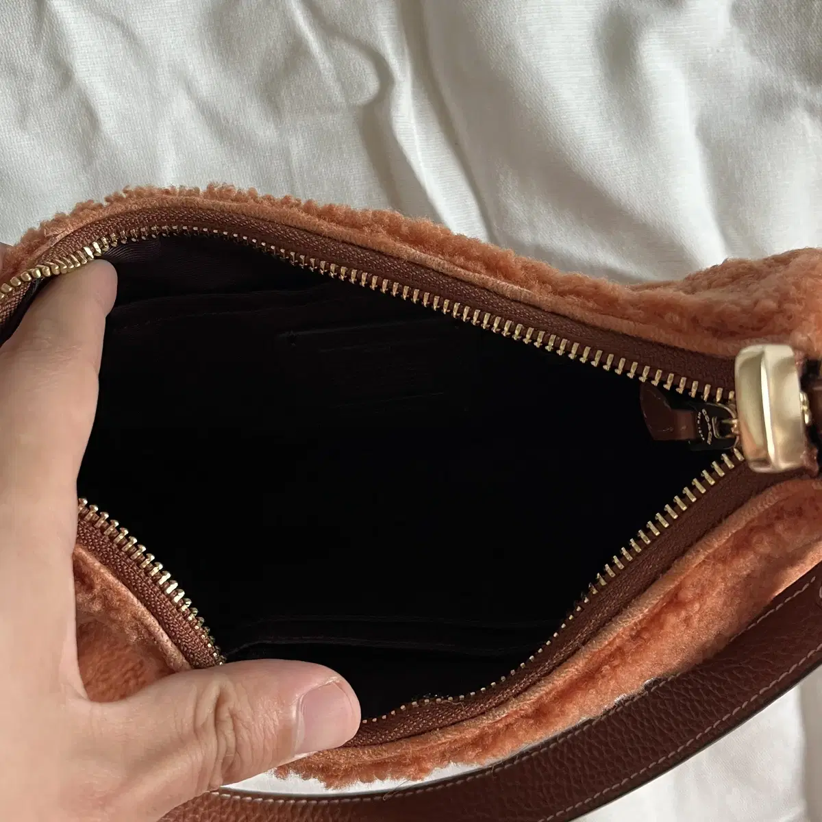 COACH shearling Teri Shoulder Bag