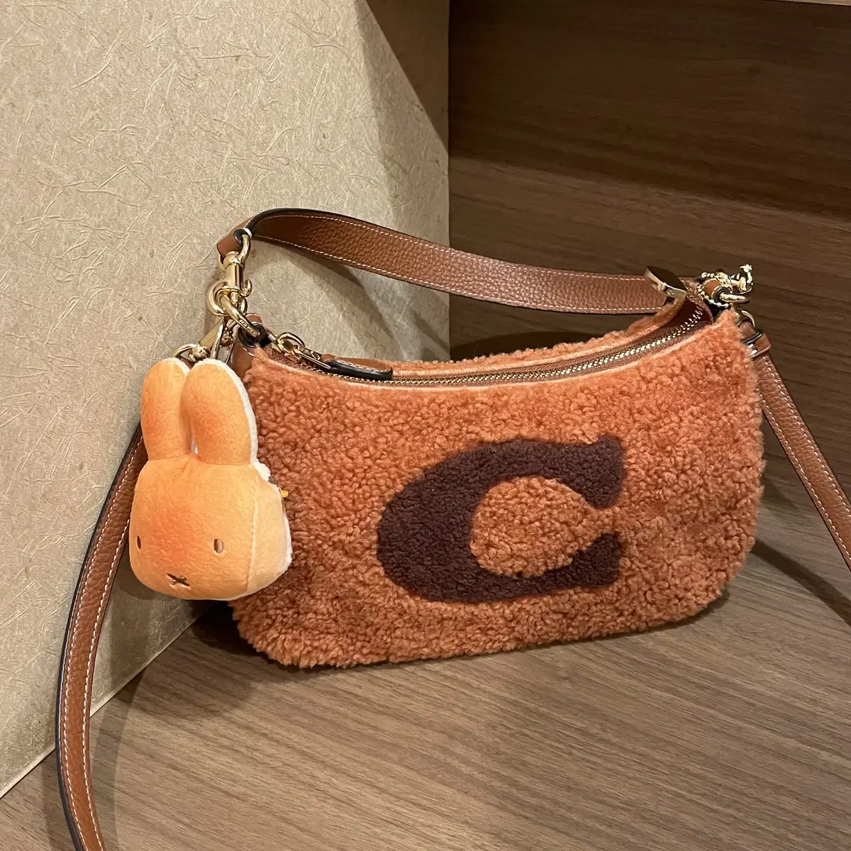 COACH shearling Teri Shoulder Bag