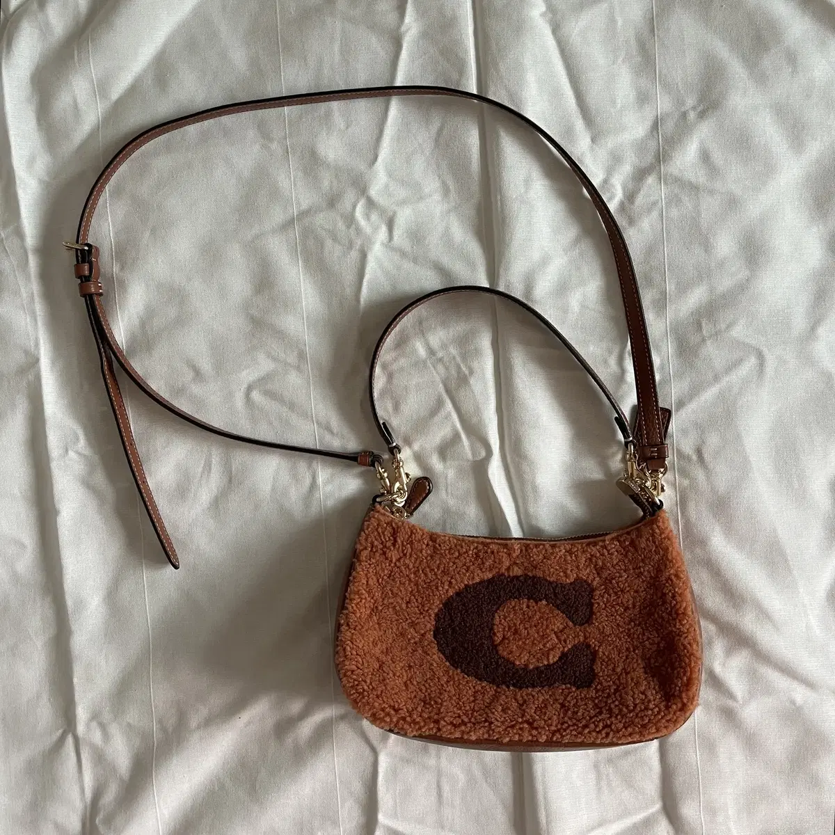 COACH shearling Teri Shoulder Bag