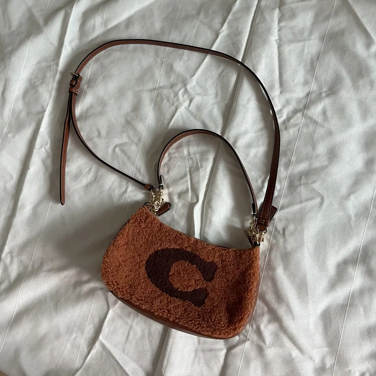 COACH shearling Teri Shoulder Bag