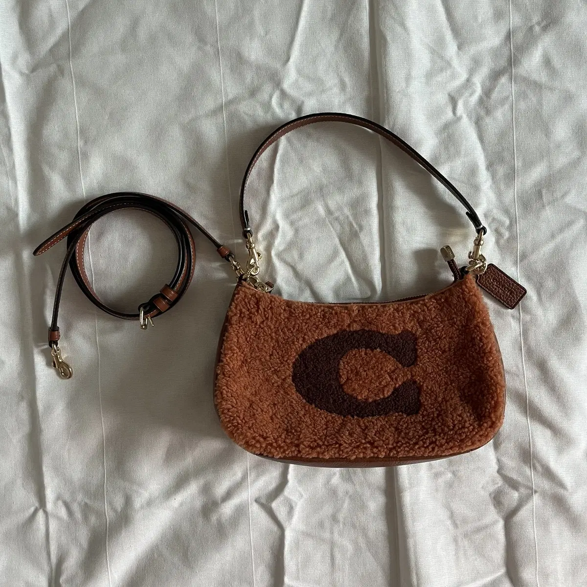 COACH shearling Teri Shoulder Bag