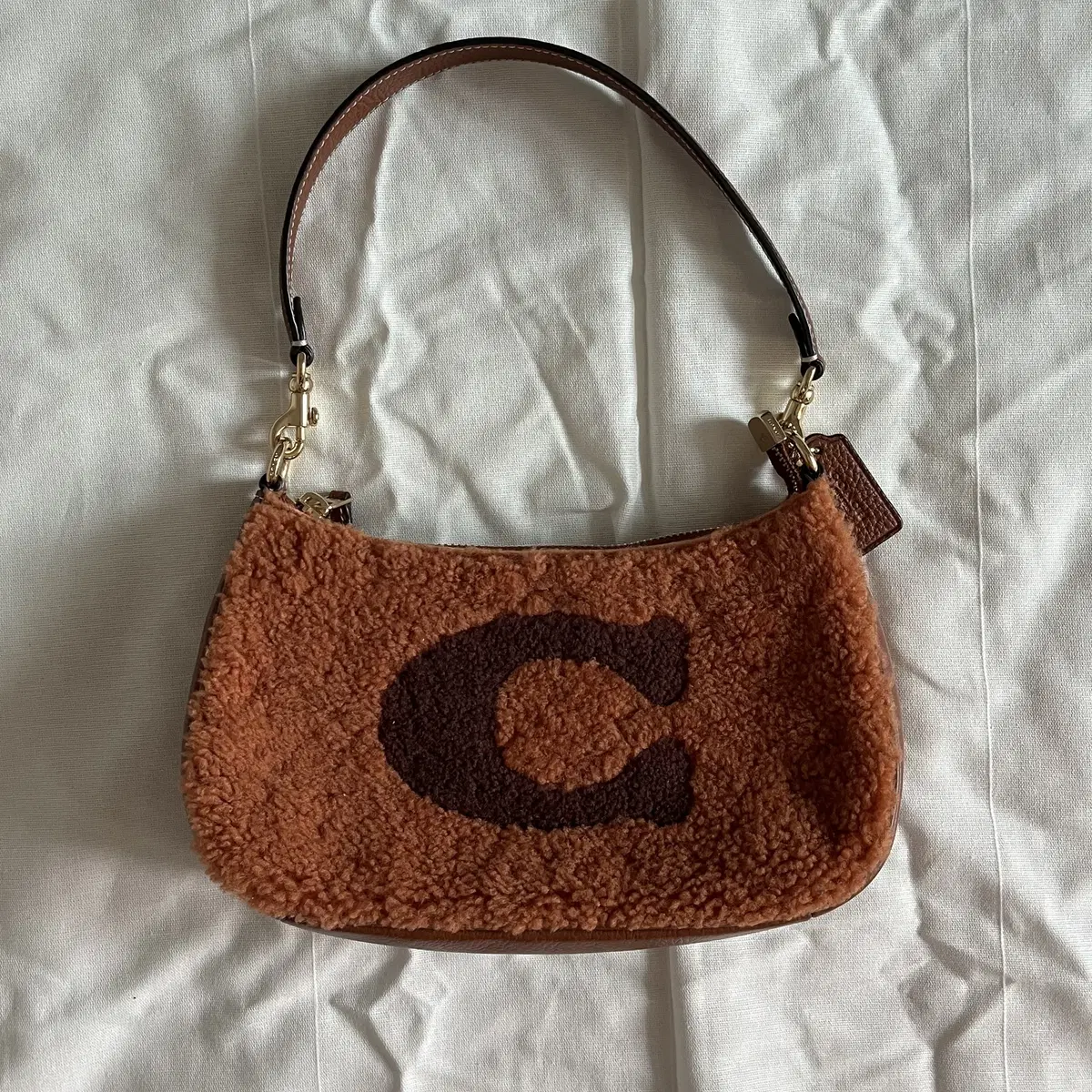 COACH shearling Teri Shoulder Bag