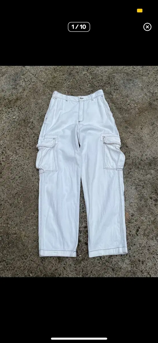 Vintage big-pocket white cargo pants Zara