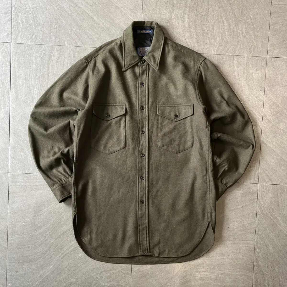 Pendleton 80's American made khaki wool long sleeve shirt