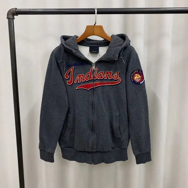 MLB Charcoal Indian Brushed Hoodie Zip-Up 85 A06820