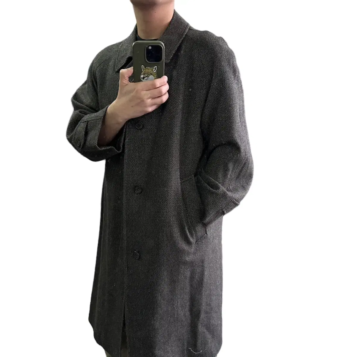 L 105 Vintage JPN Cashmere-blend Nagrang Herringbone Long Coat