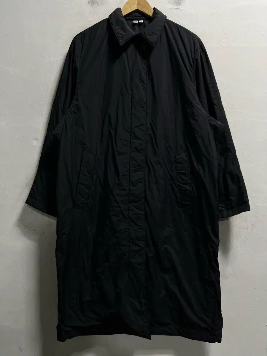 100-105 Uniqlo U Navy Windproof Nylon Loose Fit Long Coat Genuine