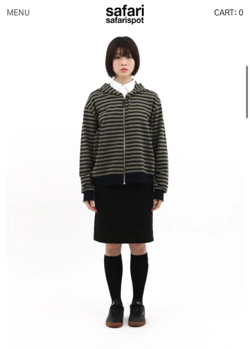 (뉴진스 착용)safarispot ONE WAY STRIPE HOODIE