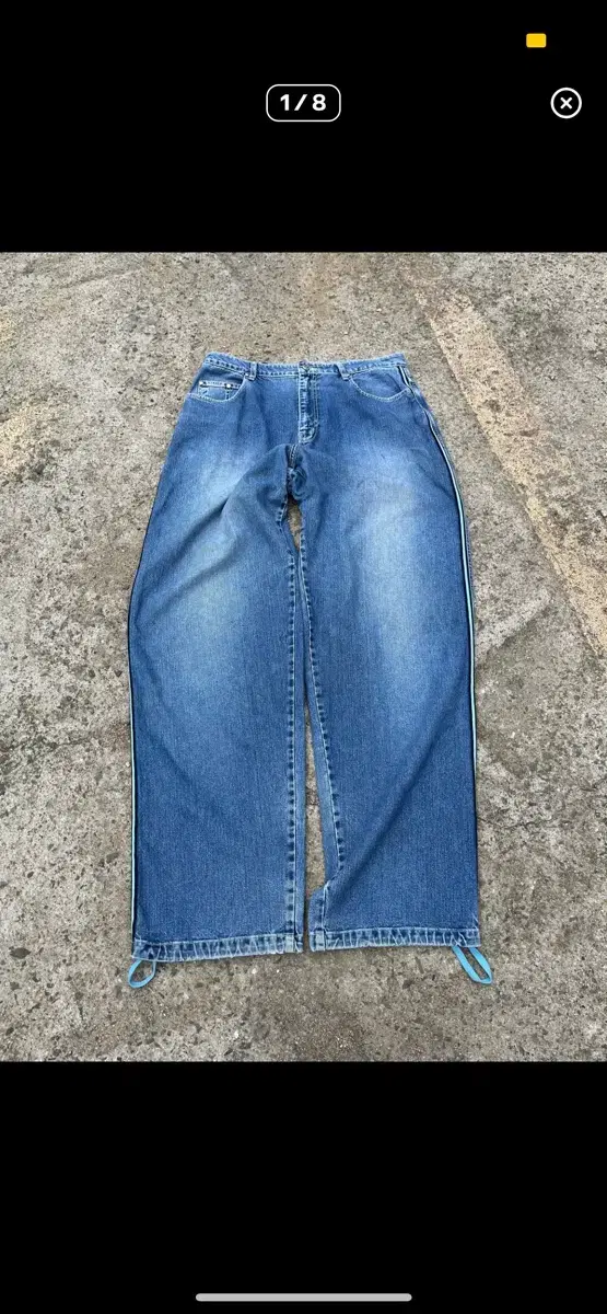 Vintage Old School Light Blue Wide-leg Denim Pants