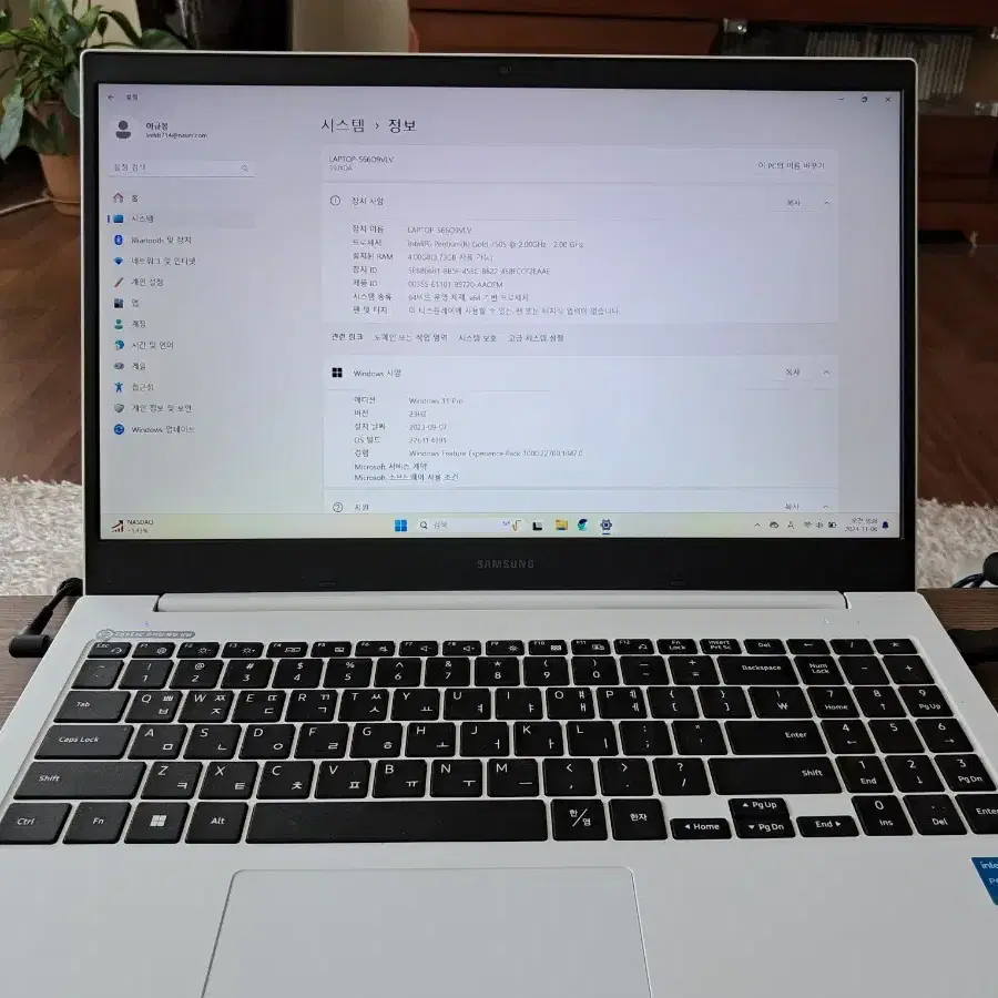 삼성 15.6" Slim 노트북 4GB, SSD128GB,WINDOW11