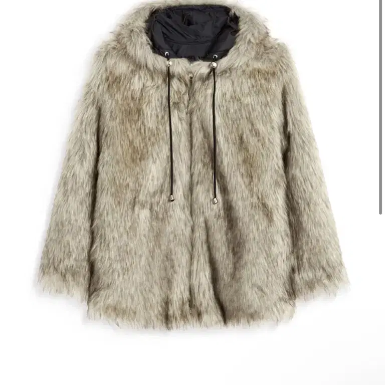 Open yy ) REVERSIBLE FAUX FUR HOOD JACKE