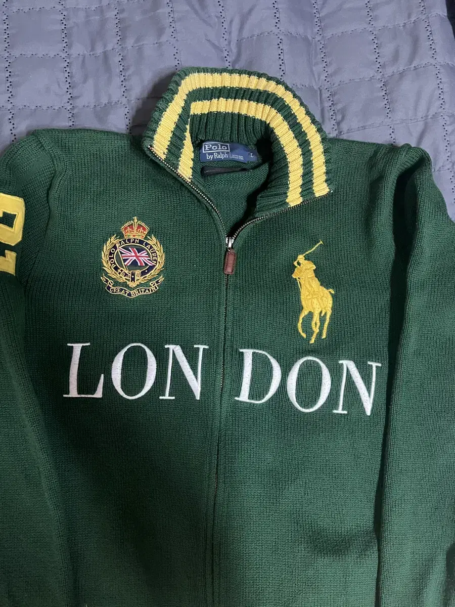 Polo London Green Old School Knit Zip Up (L)