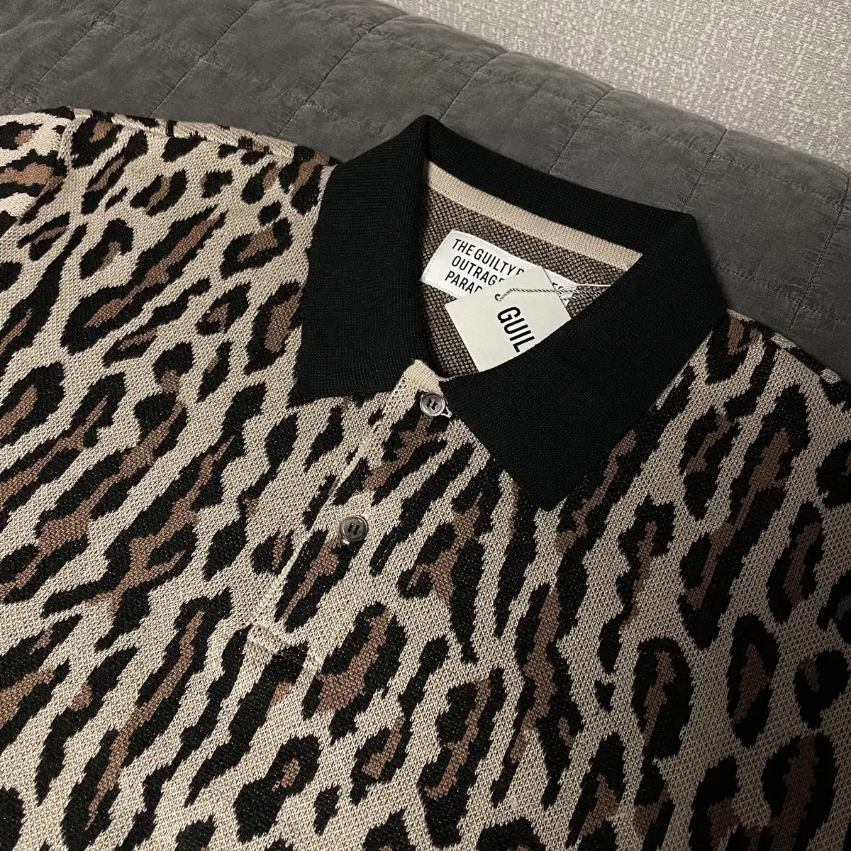 Wakomaria Leopard Knit Polo Shirt 22SS