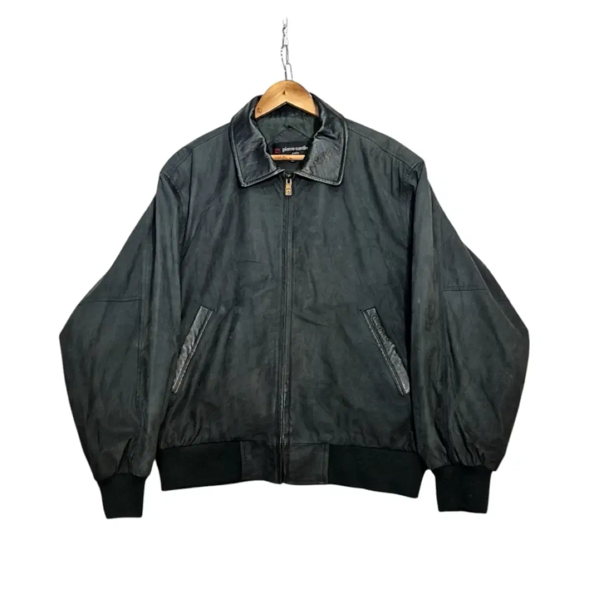 Pierre_cardin Two-tone leather bomber jacket