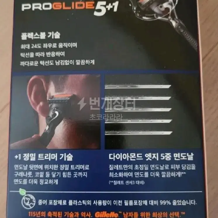 질레트 프로글라이드 면도기 본체 1개 날2개