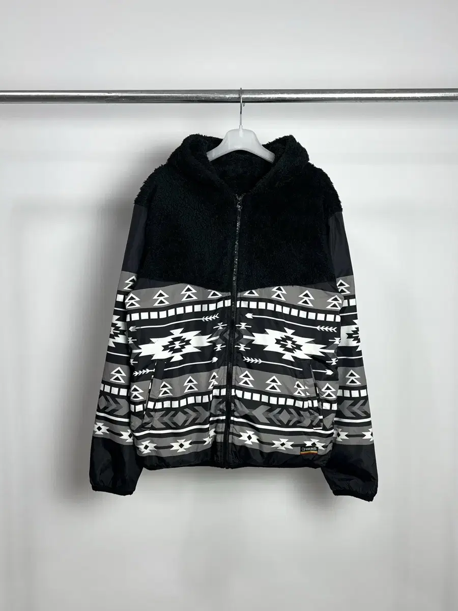 ocean pacific pattern fleece hoodie zip-up