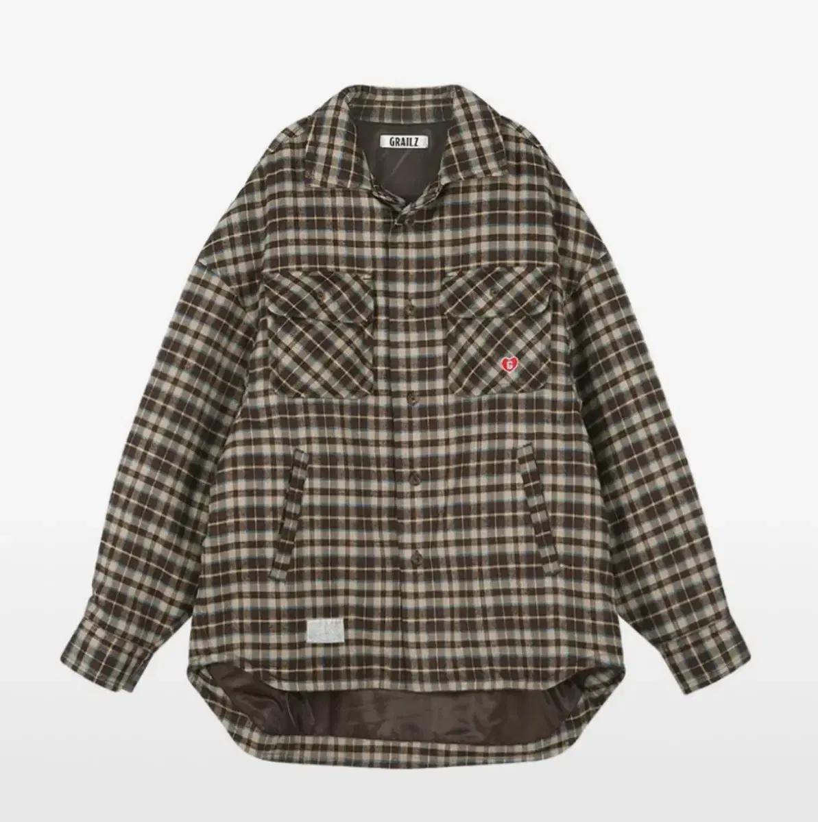 Grimes Oversized Padded Check Shirt Brown