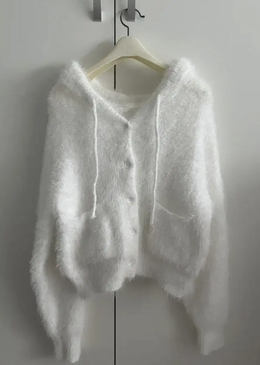 New_Angora Button Cardigan Zip Up