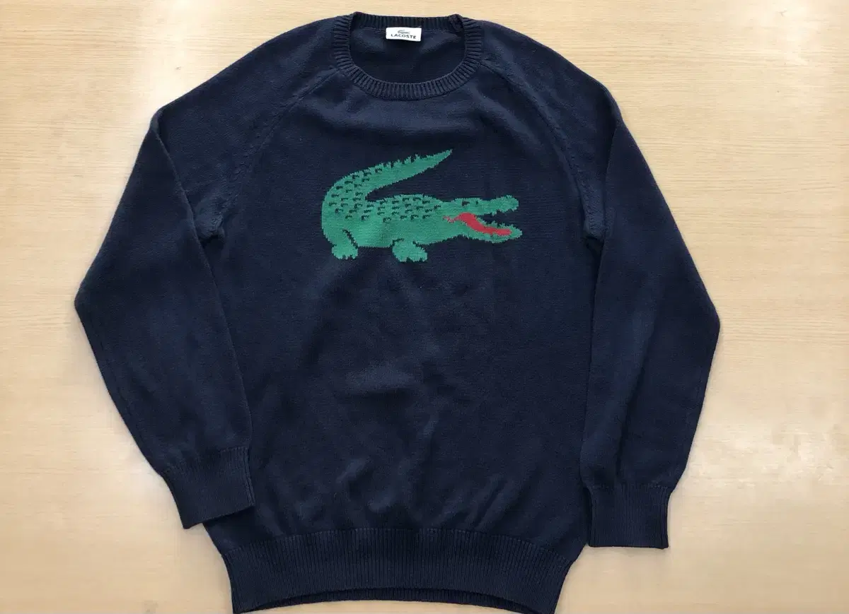 Size 95 Lacoste Big Logo Knit Genuine Navy