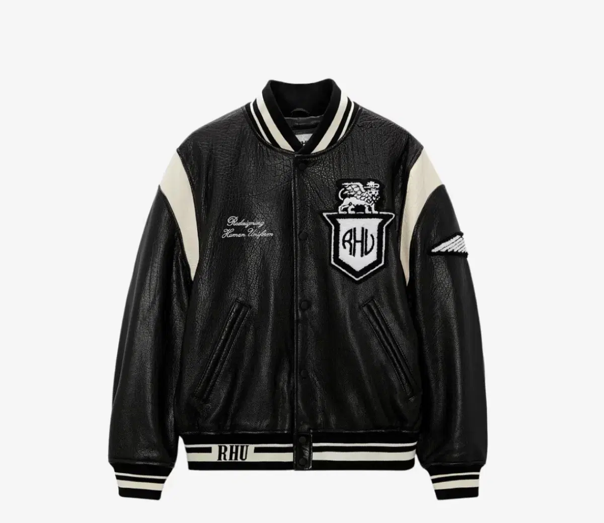 Zara Levi cowhide and leather Varsity jacket