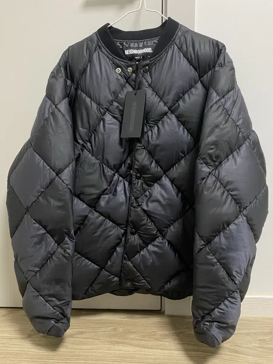 Neighborhood Hooded 23FW Checker Down Jacket Black/Charcoal M New