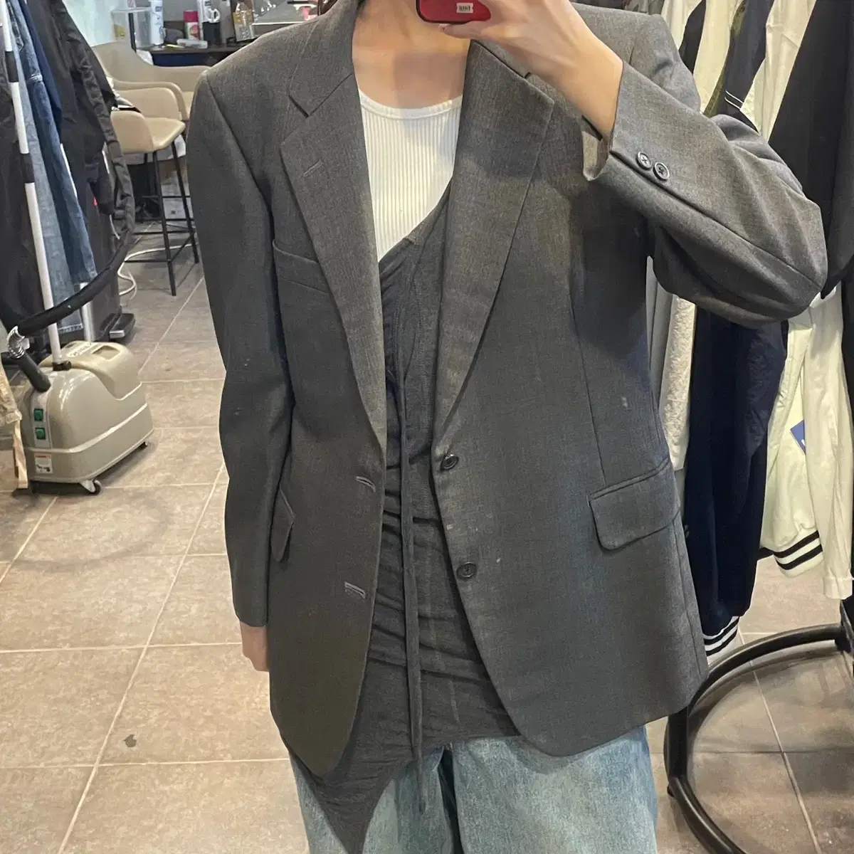 (NO.9) BURBERRY Burberry Gray two-button blazer jacket